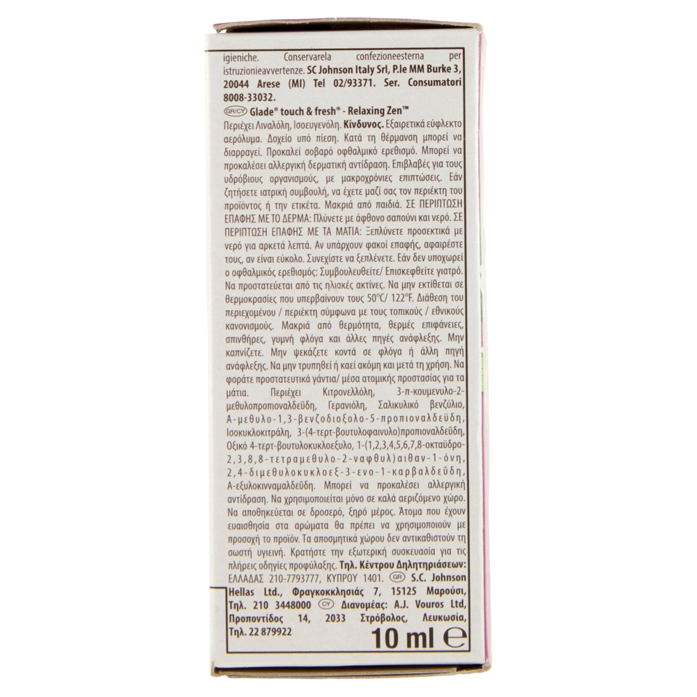 Glade Touch&Fresh Ricarica, Profumatore per Ambienti, Fragranza Relaxing Zen 10ml